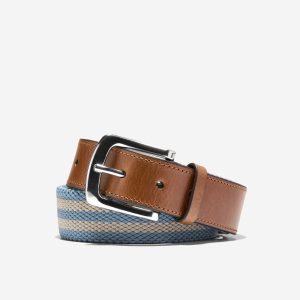 Men's 35MM Striped Canvas Stretch Belt