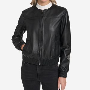 Women's Leather Bomber Jacket