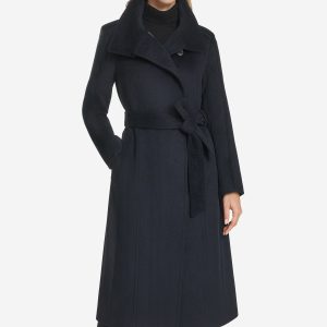 Women's Slick Wool Belted Coat